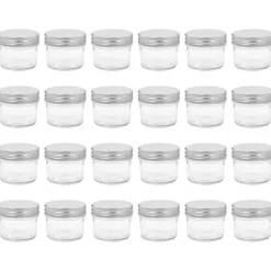 vidaXL Syltburkar i glas med silvriga lock 24 st 110 ml