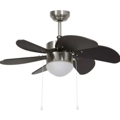 Best vidaXL Takfläkt med lampa 76 cm Mörkbrun