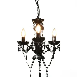 New vidaXL Takkrona med pärlor rund 3 x E14 Svart