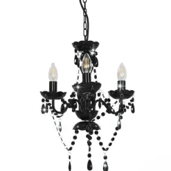 New vidaXL Takkrona med pärlor rund 3 x E14 Svart