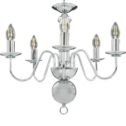 vidaXL Takkrona silver 5 x E14-glödlampor