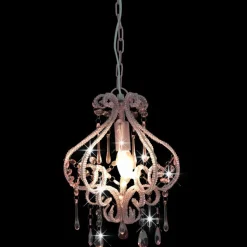 vidaXL Taklampa med pärlor silver rund E14