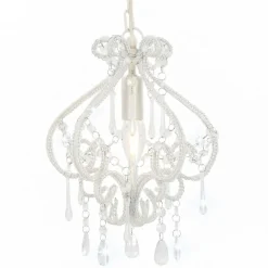 New vidaXL Taklampa med pärlor rund E14 Vit