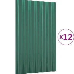 New vidaXL Takplåt 12 st galvaniserat stål 60x36 cm Grön
