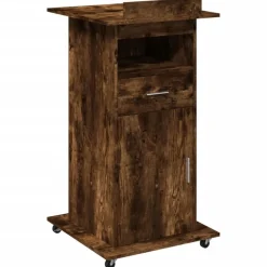 vidaXL Talarstol hjul & låda rökfärgad ek 55x55x107 cm konstruerat trä