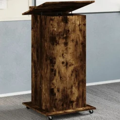 vidaXL Talarstol hjul & låda rökfärgad ek 55x55x107 cm konstruerat trä