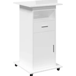 vidaXL Talarstol med hjul & låda vit 55x55x107 cm konstruerat trä