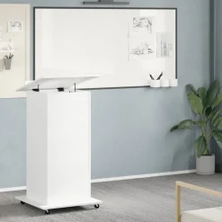 vidaXL Talarstol med hjul & låda vit 55x55x107 cm konstruerat trä