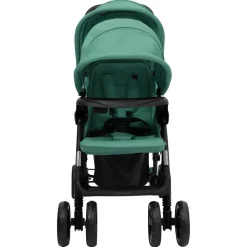 vidaXL Tandem tvillingvagn grön stål