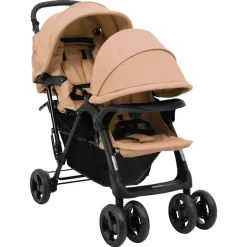 vidaXL Tandem tvillingvagn taupe stål