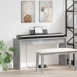 Outlet vidaXL Tangentbord Ställ 120 x 32 x 64 cm Konstruerat trä Betonggrå