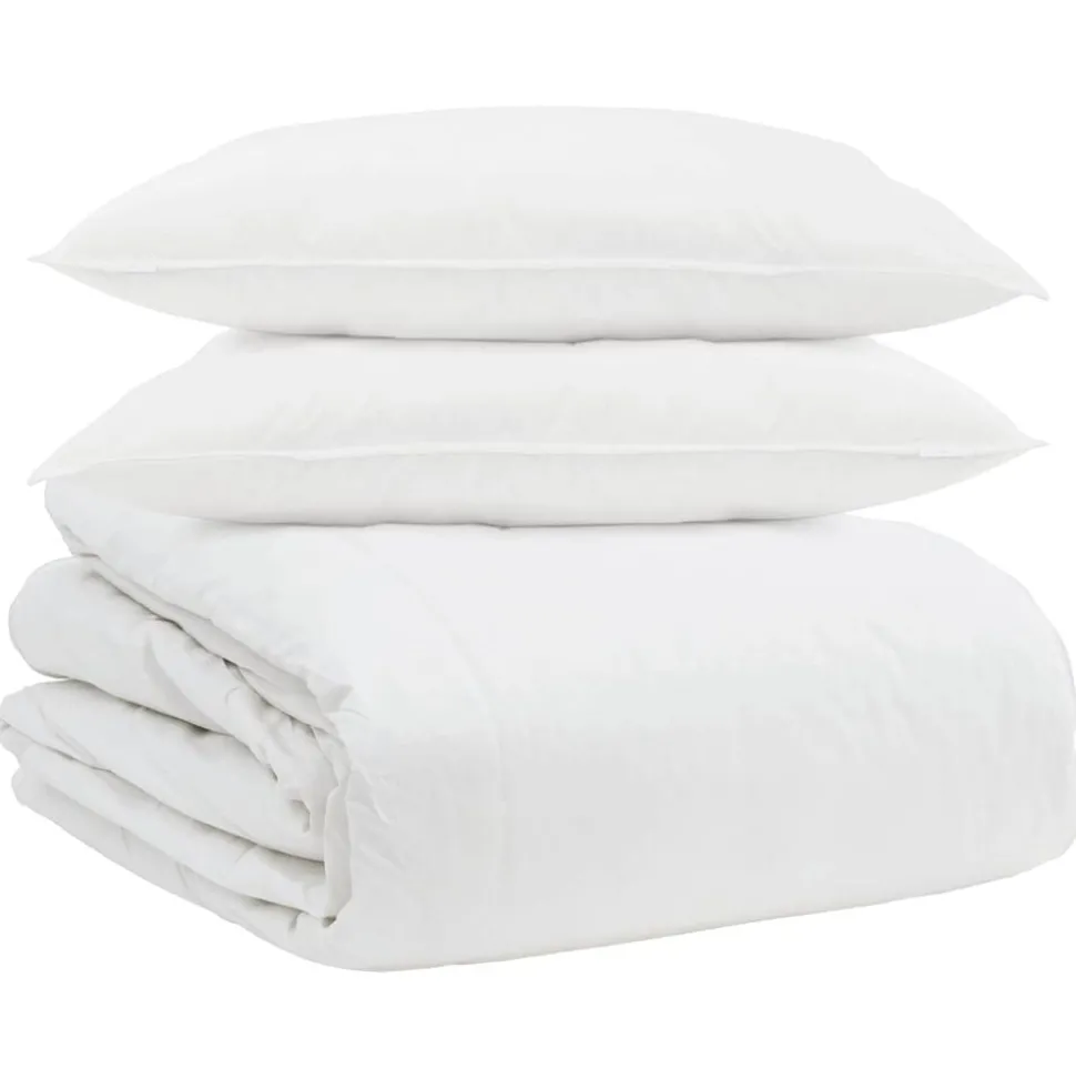 vidaXL Täckeset med kudde 3 pcs Vit Dunfjäder