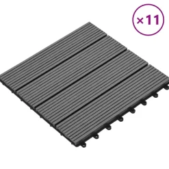 vidaXL Terrassplattor 11 pcs Grå 30 x 30 cm WPC