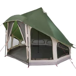 vidaXL Tipi Tält med tak med lagring Grön 404 x 370 x 270 cm taffeta