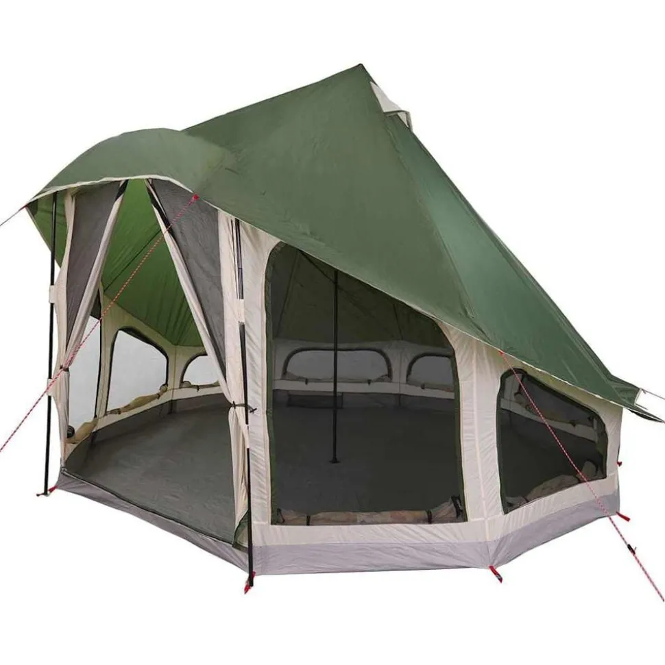 vidaXL Tipi Tält med tak med lagring Grön 404 x 370 x 270 cm taffeta