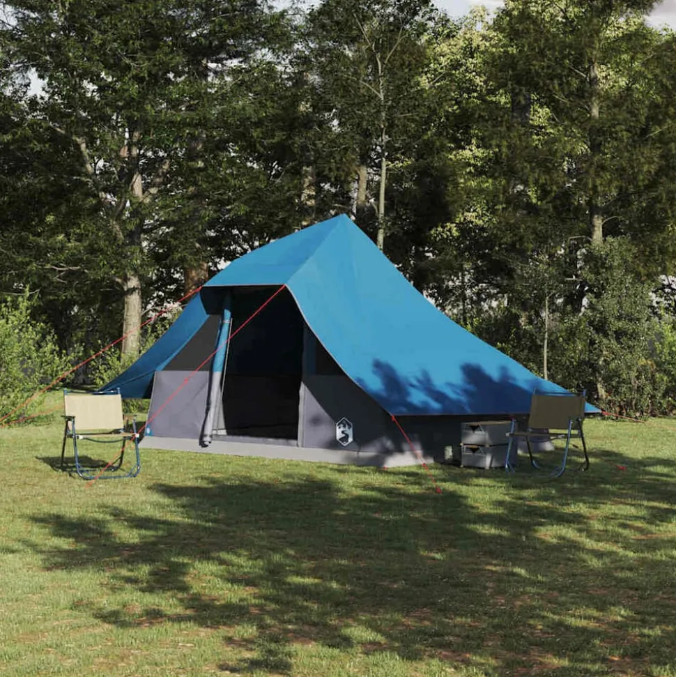 vidaXL Tipi Tält med tak med lagring Blå 364 x 281 x 257 cm taffeta