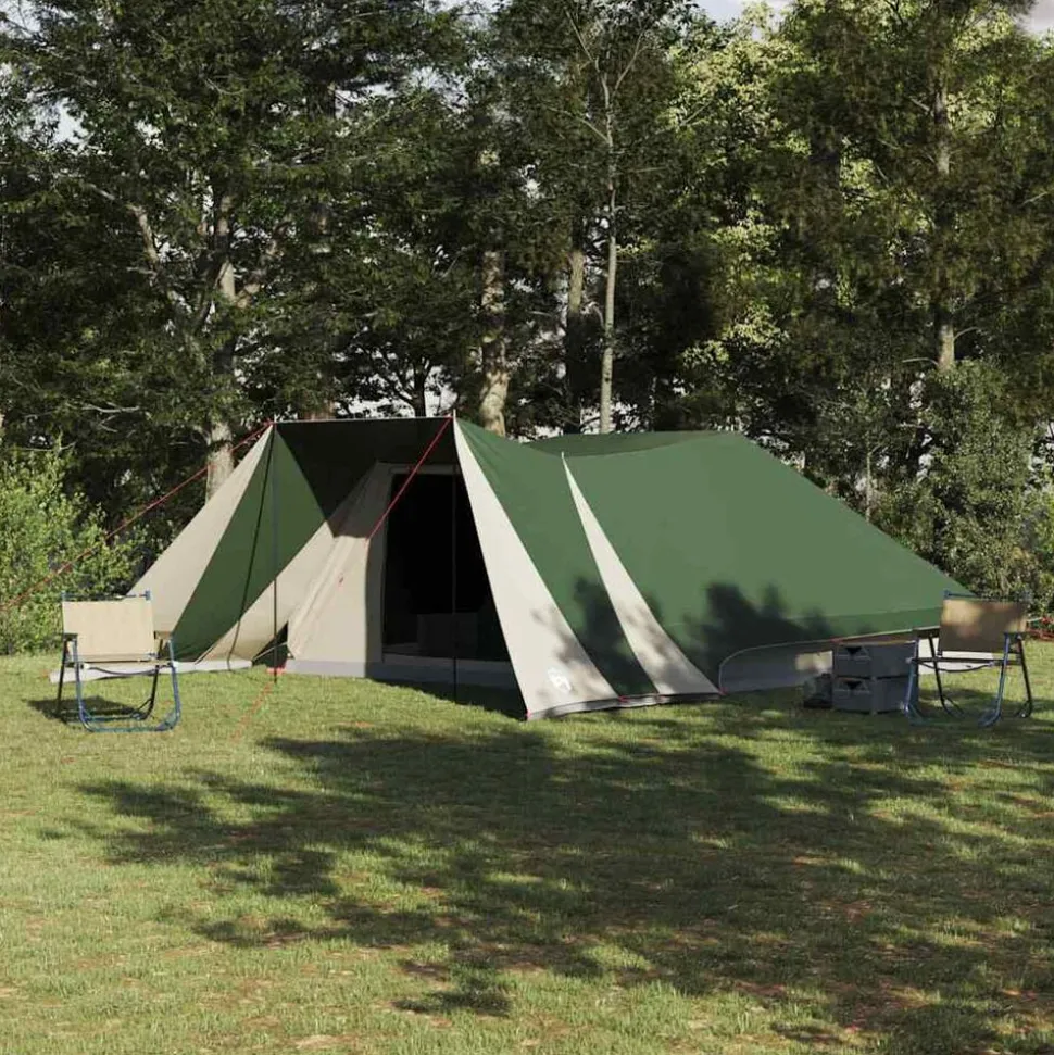 vidaXL Tipi Tält med tak med lagring Grön 660 x 456 x 200 cm taffeta