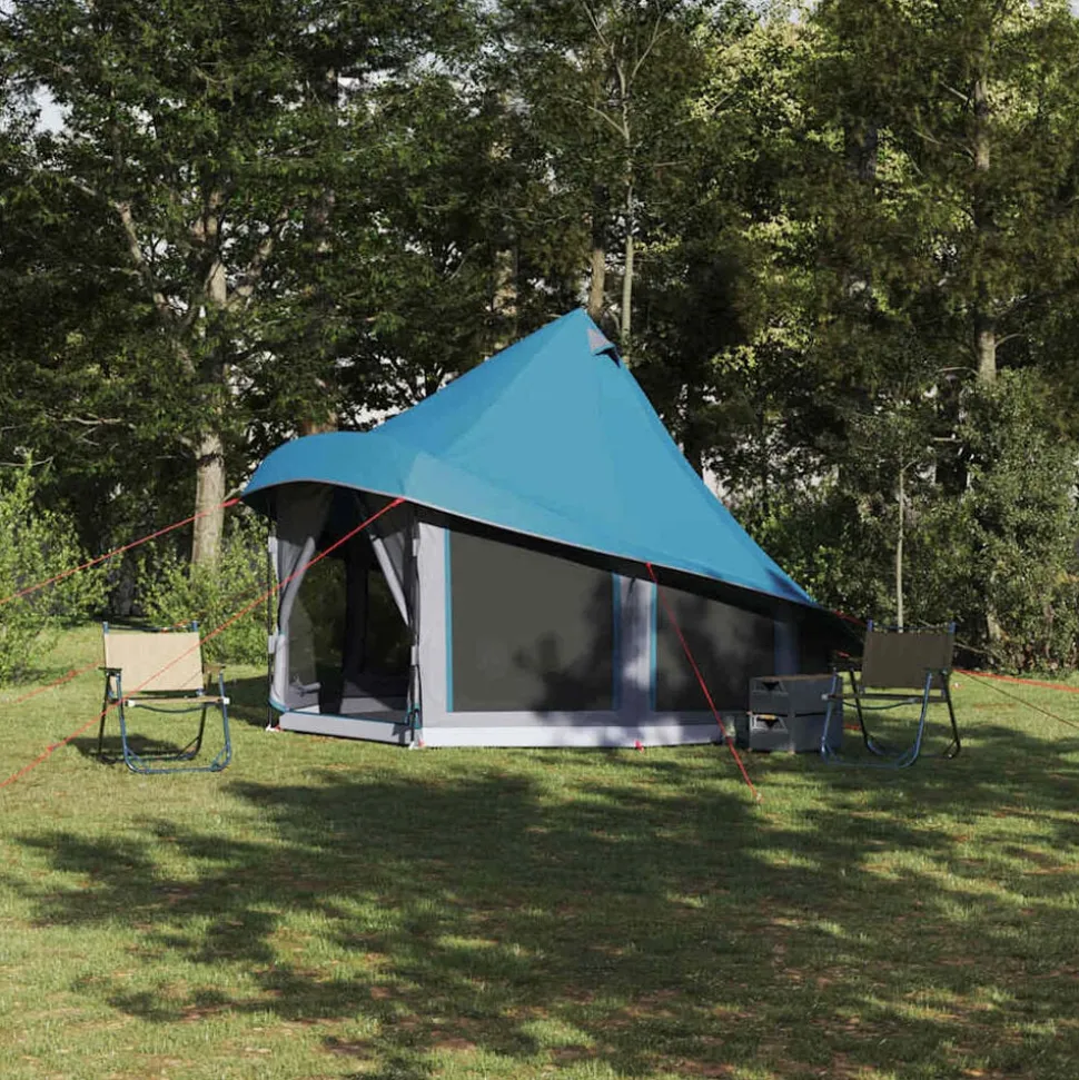 vidaXL Tipi Tält med tak med lagring Blå 404 x 370 x 270 cm taffeta