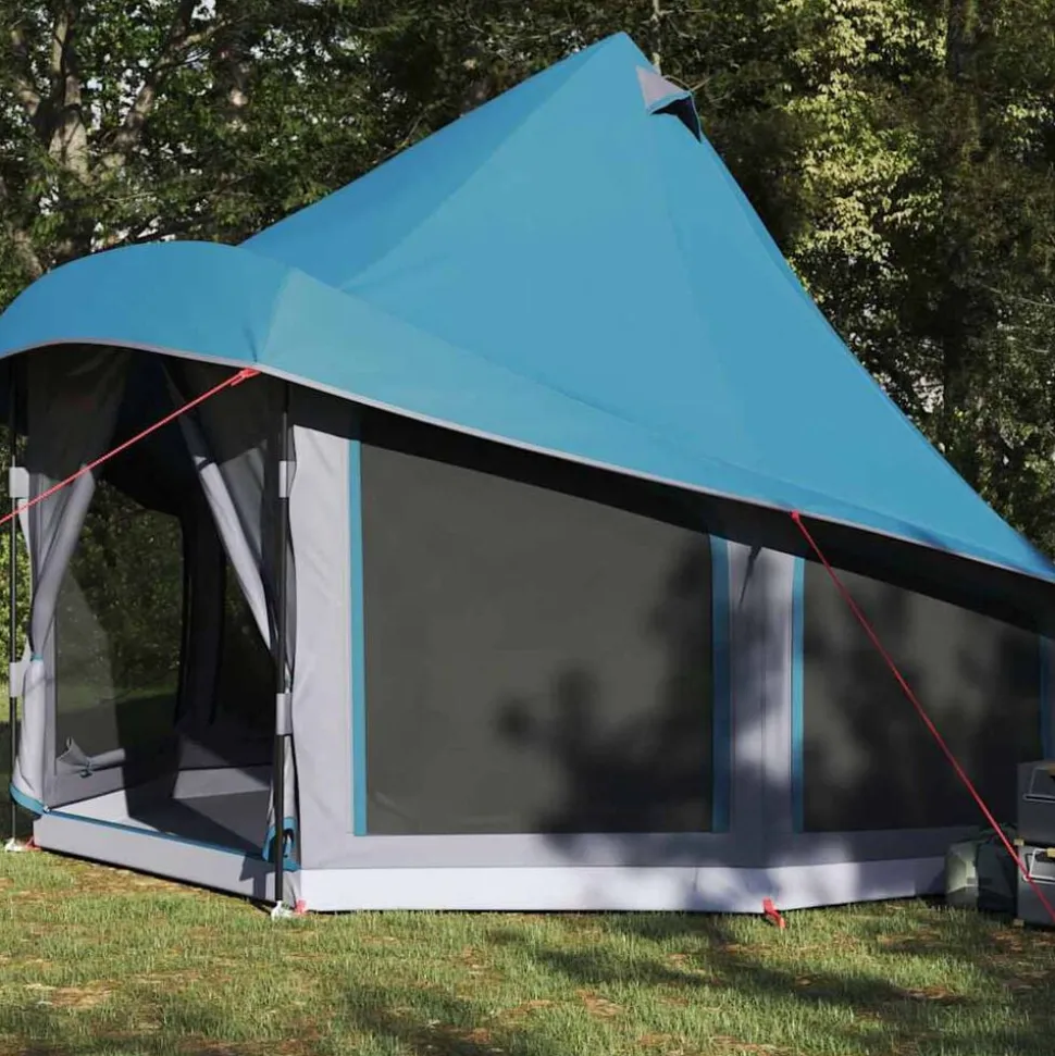 vidaXL Tipi Tält med tak med lagring Blå 404 x 370 x 270 cm taffeta