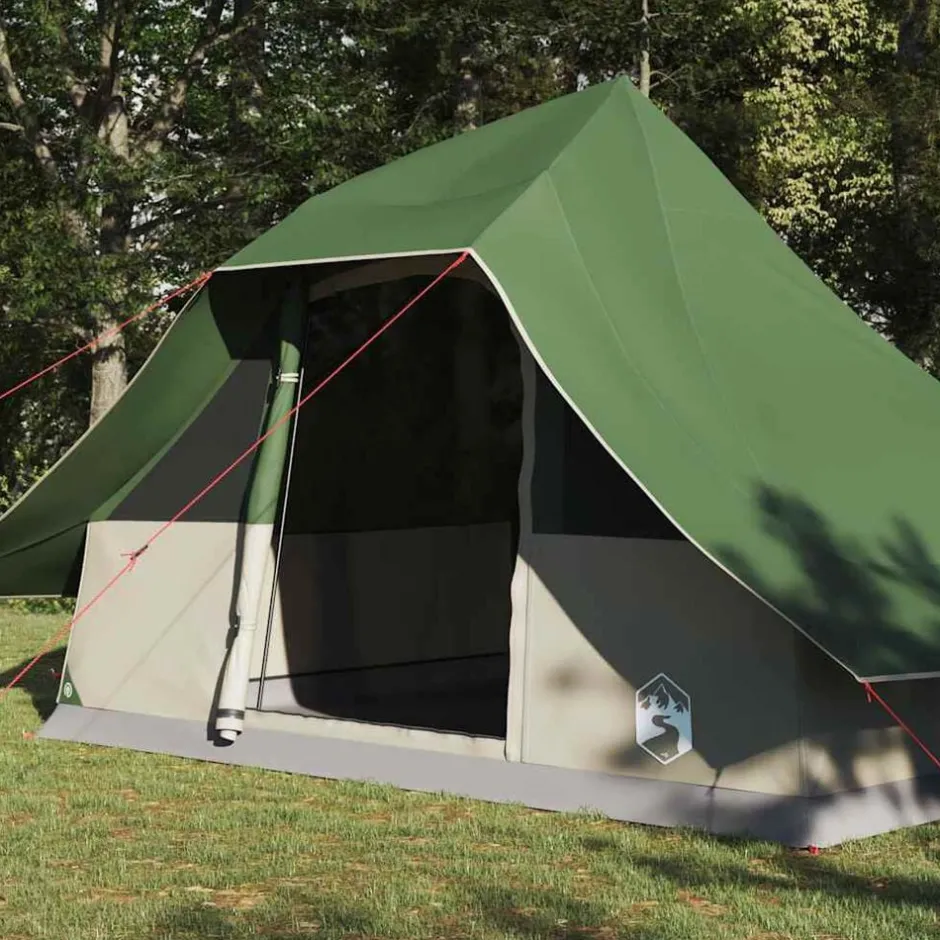 New vidaXL Tipi Tält med tak med lagring 364 x 281 x 257 cm taffeta Grön