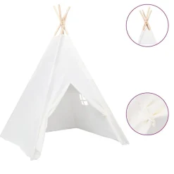 vidaXL Tipitält för barn med väska peachskin vit 120x120x150 cm