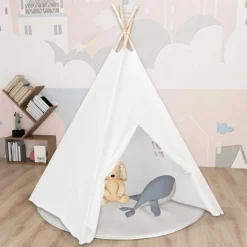 vidaXL Tipitält för barn med väska peachskin vit 120x120x150 cm