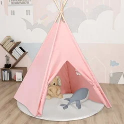 vidaXL Tipitält för barn med väska peachskin rosa 120x120x150 cm