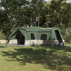 vidaXL Tält för 16 personer med tak Grön 680 x 510 x 210 cm