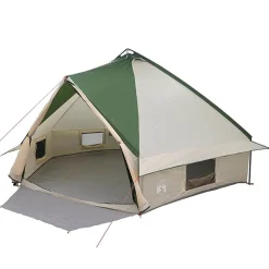 vidaXL Tält för tio personer med tak Grön och Vit 567 x 470 x 242 cm