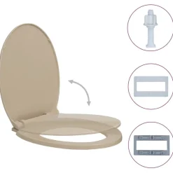 vidaXL Toalettsits mjuk stängning oval Beige