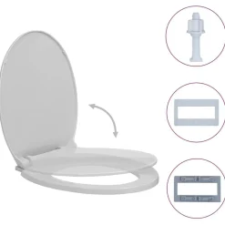 vidaXL Toalettsits mjuk stängning ljusgrå oval