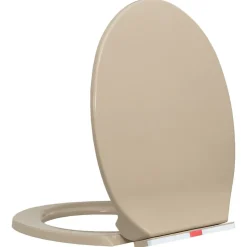 vidaXL Toalettsits mjuk stängning snabbfäste beige oval