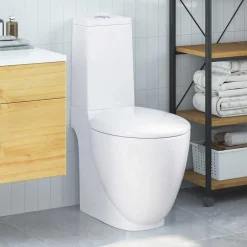 vidaXL Toalettstol keramik vattenflöde bakom Vit