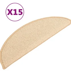 vidaXL Trappmattor 15 st 56x17x3 cm krämfärgade halvrunda