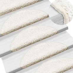 Hot vidaXL Trappmattor 15 st 56x17x3 cm a halvrunda Vit
