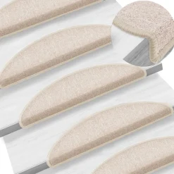 vidaXL Trappmattor 15 st 56x17x3 cm taupe halvrunda