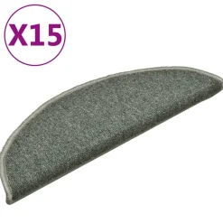 Best vidaXL Trappmattor 15 st 56x17x3 cm a halvrunda Mörkgrön