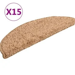 Discount vidaXL Trappmattor 15 st 56x17x3 cm halvrunda Beige
