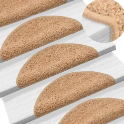 Discount vidaXL Trappmattor 15 st 56x17x3 cm halvrunda Beige