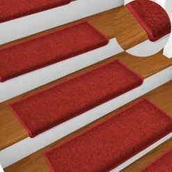 vidaXL Trappmattor 15 st 65x21x4 cm röd rektangulär kant