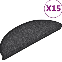 Hot vidaXL Trappmattor 15 st 56x17x3 cm halvrunda Antracit