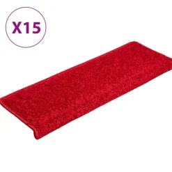 vidaXL Trappmattor 15 st 65x21x4 cm röda rektangulära kanter