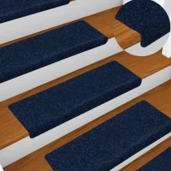 vidaXL Trappmattor självhäftande 15 st 65x21x4 cm marinblå rektangulär kant
