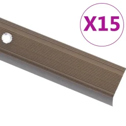 New vidaXL Trappnosar i L-form 15 st aluminium 90 cm Brun
