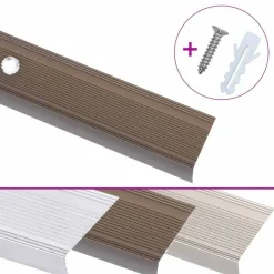 New vidaXL Trappnosar i L-form 15 st aluminium 90 cm Brun