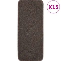 vidaXL Trappstegsmattor halkfri 15 st 60x25 cm brun rektangulär