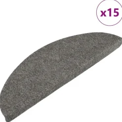 vidaXL Trappstegsmattor självhäftande 15 st 56x17x3 cm grå