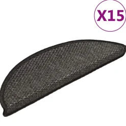 vidaXL Trappstegsmattor självhäftande sisal 15 st 56x17x3 cm antracit