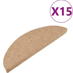 vidaXL Trappstegsmattor självhäftande 15 st 56x17x3 cm Beige