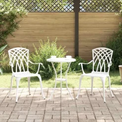vidaXL Trädgård Stol 2 pcs Vit 53 x 51 x 88,5cm Aluminium